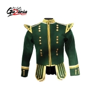 Dark Green Highland Doublet Gold Piping