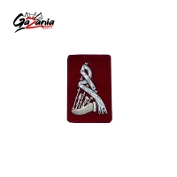   Bagpipe Badge Silver Bullion on Red