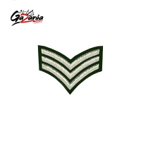 3 Stripe Chevrons Badge Silver Bullion on Green