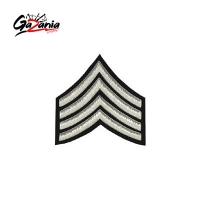 4 Stripe Chevrons Badge Silver Bullion on Black