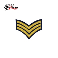   3 Stripe Chevrons Badge Gold Bullion on Blue