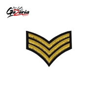  3 Stripe Chevrons Badge Gold Bullion on Black