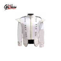 White Pipe Band Doublet Silver Piping Silver Buttons