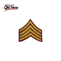  4 Stripe Chevrons Badge Gold Bullion on Red