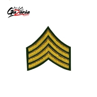  Piper & Drummer Badges4 Stripe Chevrons Badge Gold Bullion on Green