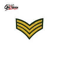     3 Stripe Chevrons Badge Gold Bullion on Green