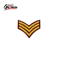 3 Stripe Chevrons Badge Gold Bullion on Red