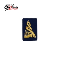 Bagpipe Badge Gold Bullion on Blue