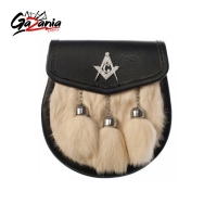 Semi Dress Rabbit Fur Sporran with Masonic Badge