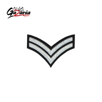 2 Stripe Chevrons Badge Silver Bullion on Black