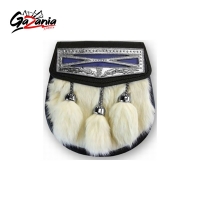 Semi dress fur sporran white fur on the front with nickel plated cantle