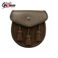 Gold Cross Black / Brown Leather Sporran