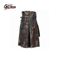 Mens Camo Utility Combat Kilt Punk Goth Style - With Pockets