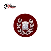   Drum Major Badge Silver Bullion on Red