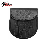 Black Celtic Sporran Embossed flap and body with a Celtic design