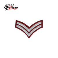 2 Stripe Chevrons Badge Silver Bullion on Red