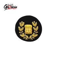 Bagpipe Badge Gold Bullion on Black