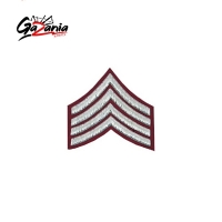  4 Stripe Chevrons Badge Silver Bullion on Red