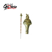 Drum Major Mace Full Gold Embossed Head With Lion & Crown