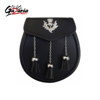 Classic Everyday Sporran Thistle Badge on the flap Chain 3 Tassels